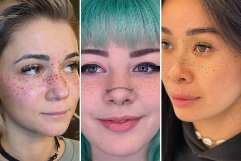 Aesthetic freckle tattoos and delicate ink ideas collage