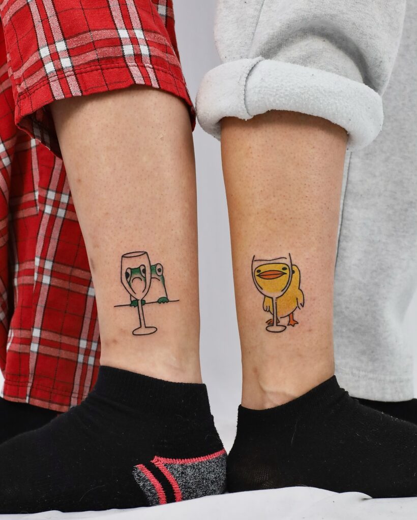 Goofy SpongeBob Matching Tattoos silly matching tattoos tattoo