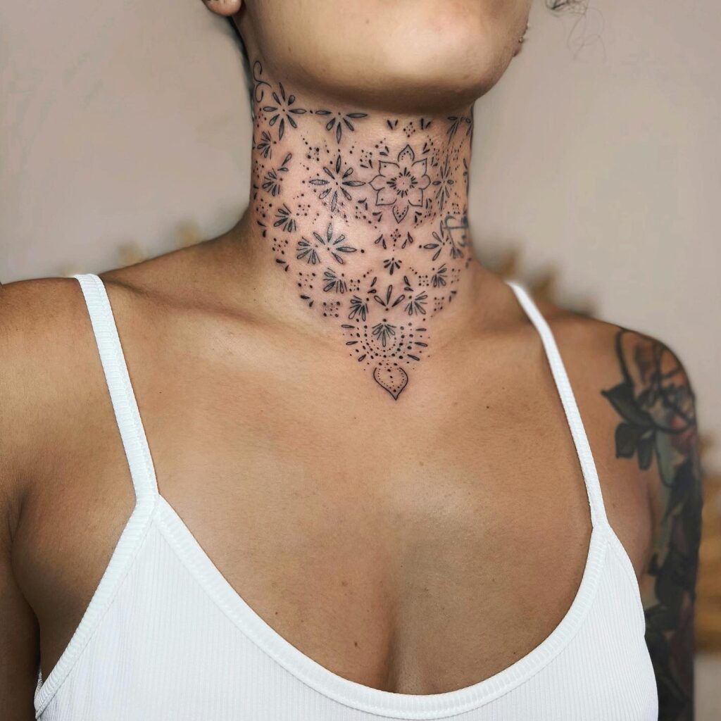Front of the Neck and Throat tattoo placement