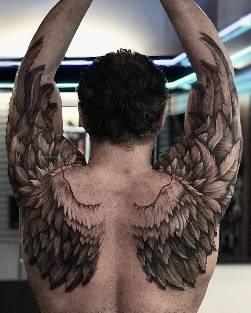 Full Back and Arm Angel Wings Tattoo angel wings tattoo ideas on back tattoo