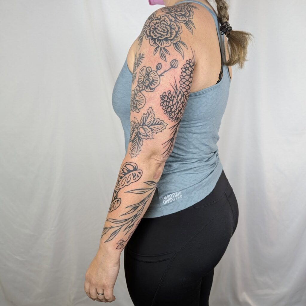 Sacred Heart And Tiger Patchwork Stomach Tattoo