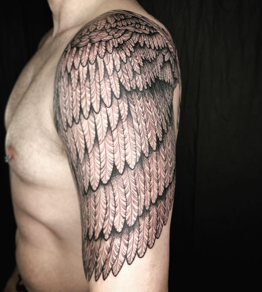Full Shoulder Angel Wing Armor Tattoo angel wings tattoo ideas tattoo