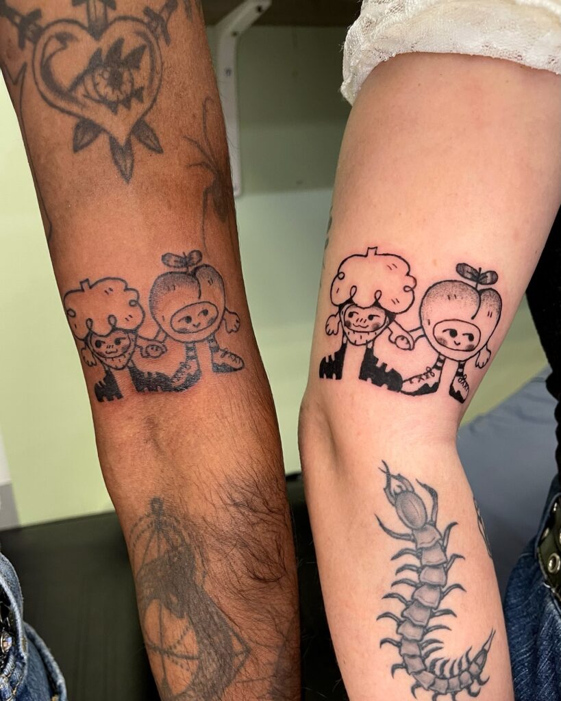 Ghost Cat and Devil Ghost Tattoos silly matching tattoos tattoo