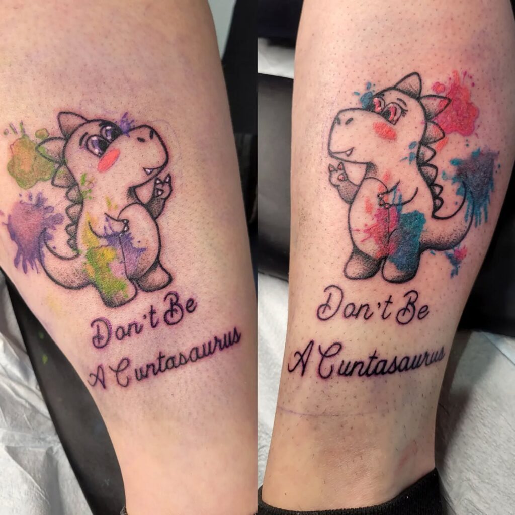 Tiny Dinosaur Trio Tattoos silly matching tattoos tattoo