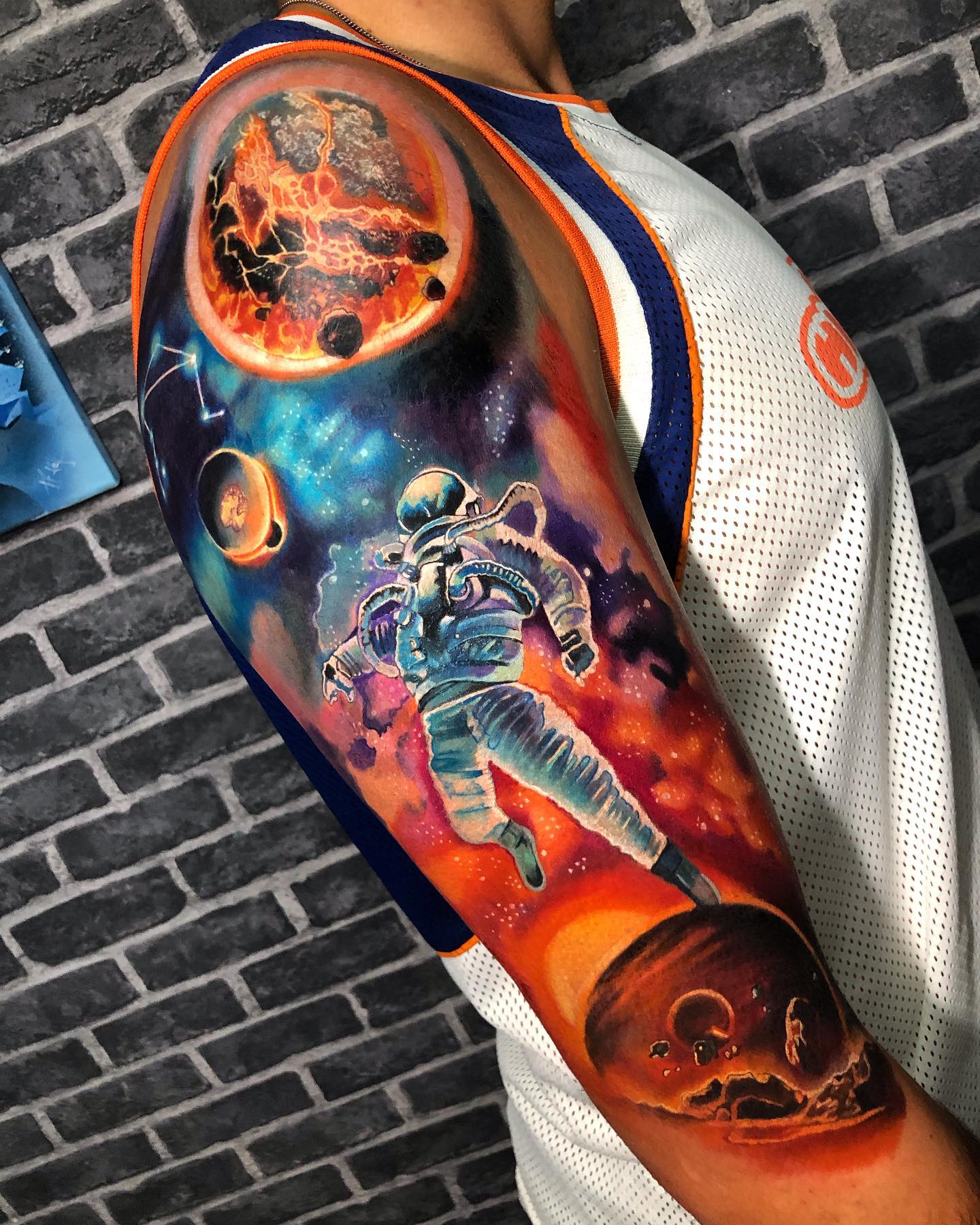 Astronaut Galaxy Sleeve Tattoo