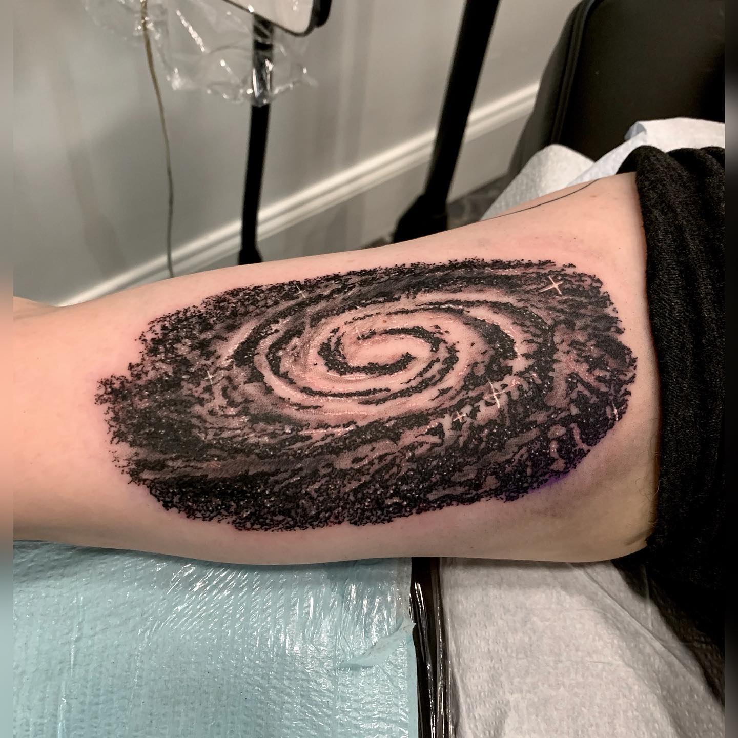 Black And Grey Spiral Galaxy Tattoo