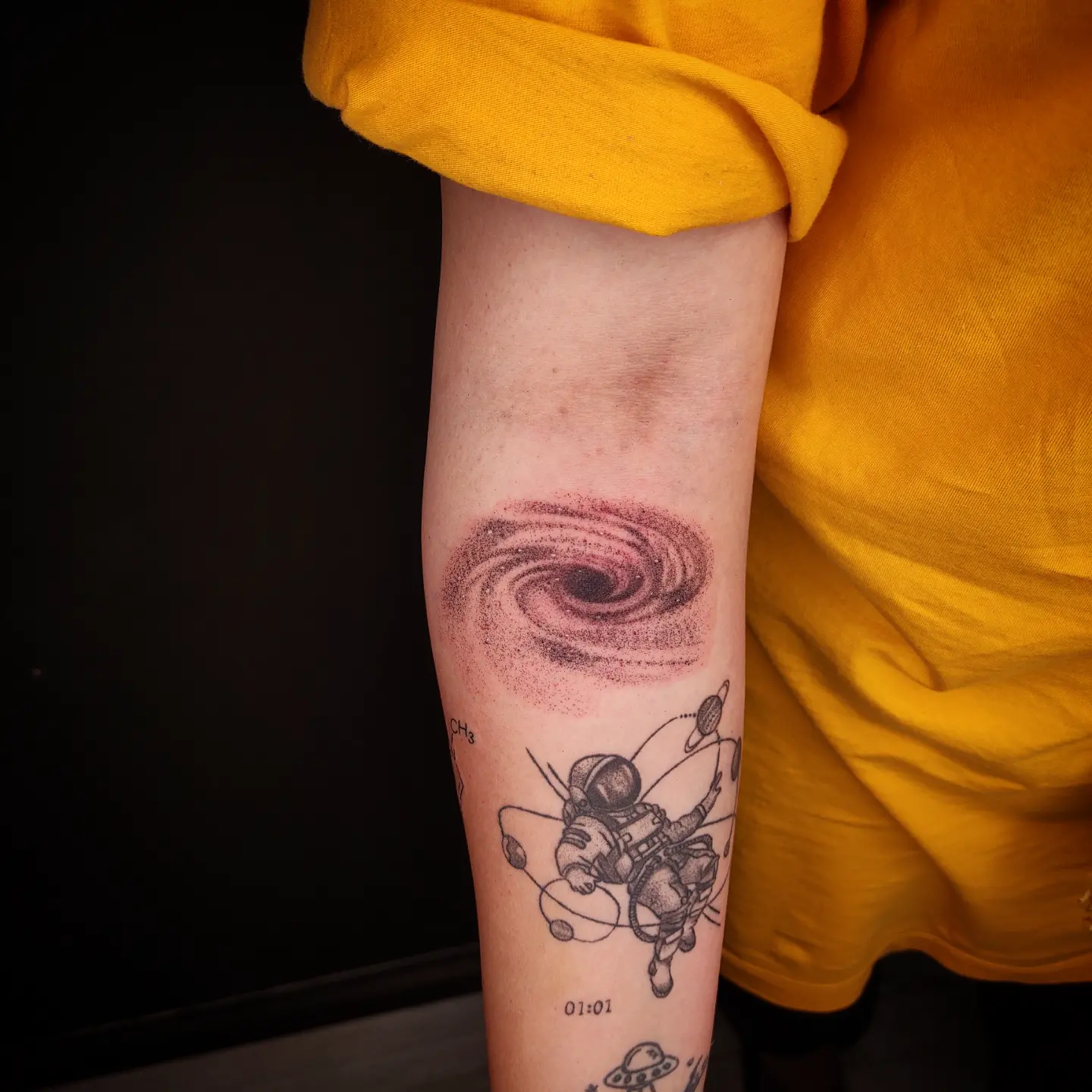 Black Hole Dotwork Galaxy Tattoo