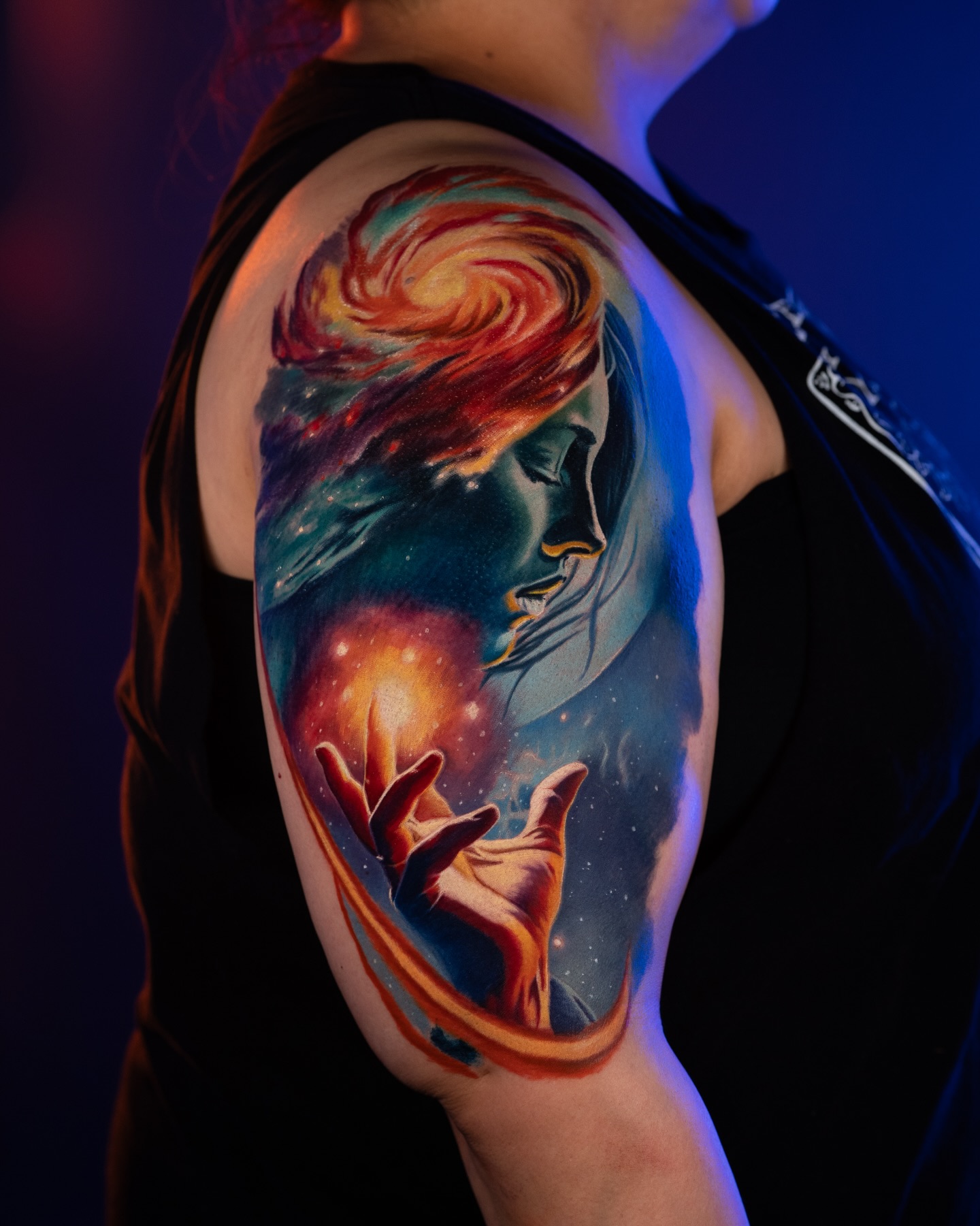 Cosmic Woman Galaxy Tattoo