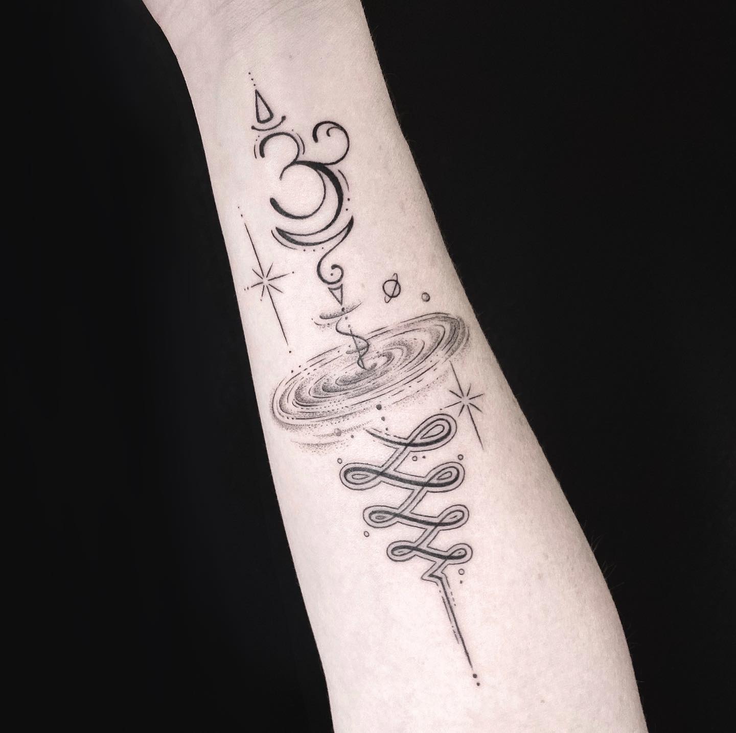 Om Galaxy Spiral Tattoo