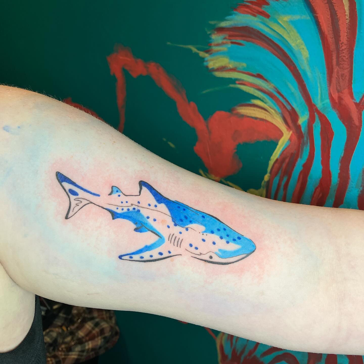 Gentle Giant Whale Shark with Pilot Fish ocean tattoo