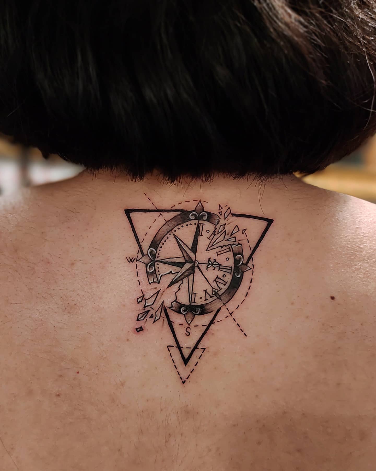 Geometric Compass Clock Tattoo clock tattoo ideas tattoo