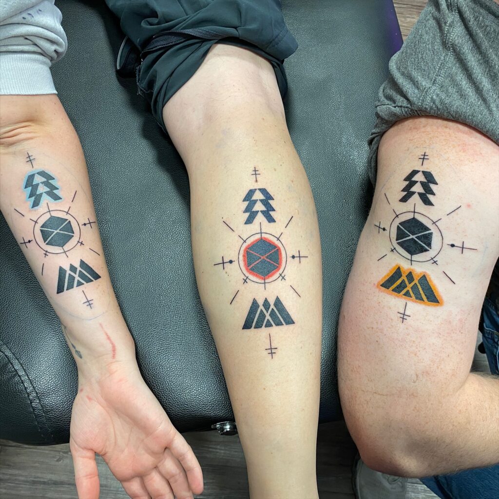 Geometric Destiny Emblem Crest matching family tattoo