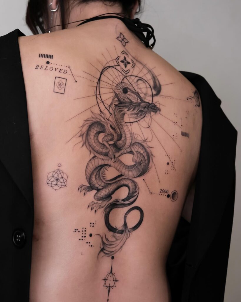 Gothic Filigree Back Tattoo With Architectural Detailing