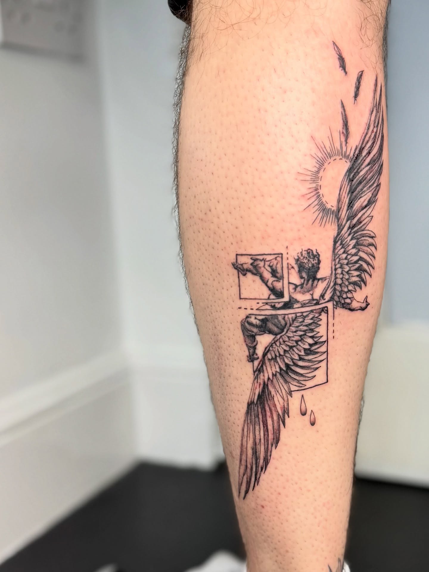 Geometric Falling Icarus Tattoo