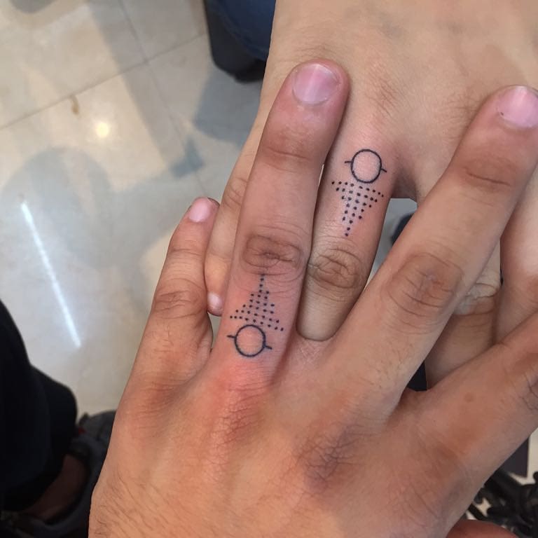 Geometric Finger Couple Tattoos small couple tattoos tattoo