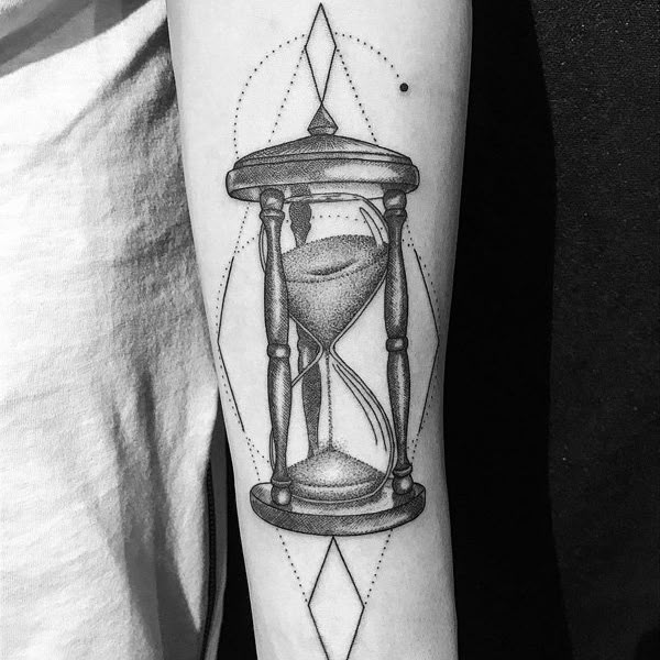 Geometric Hourglass Forearm Tattoo hourglass tattoo ideas tattoo