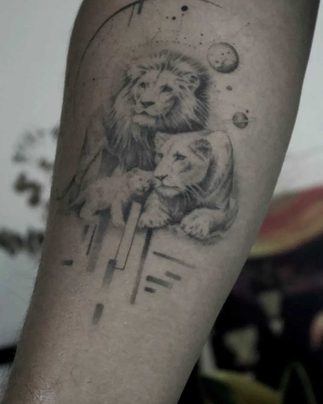 Geometric Lion Family Tattoo lion family tattoos tattoo