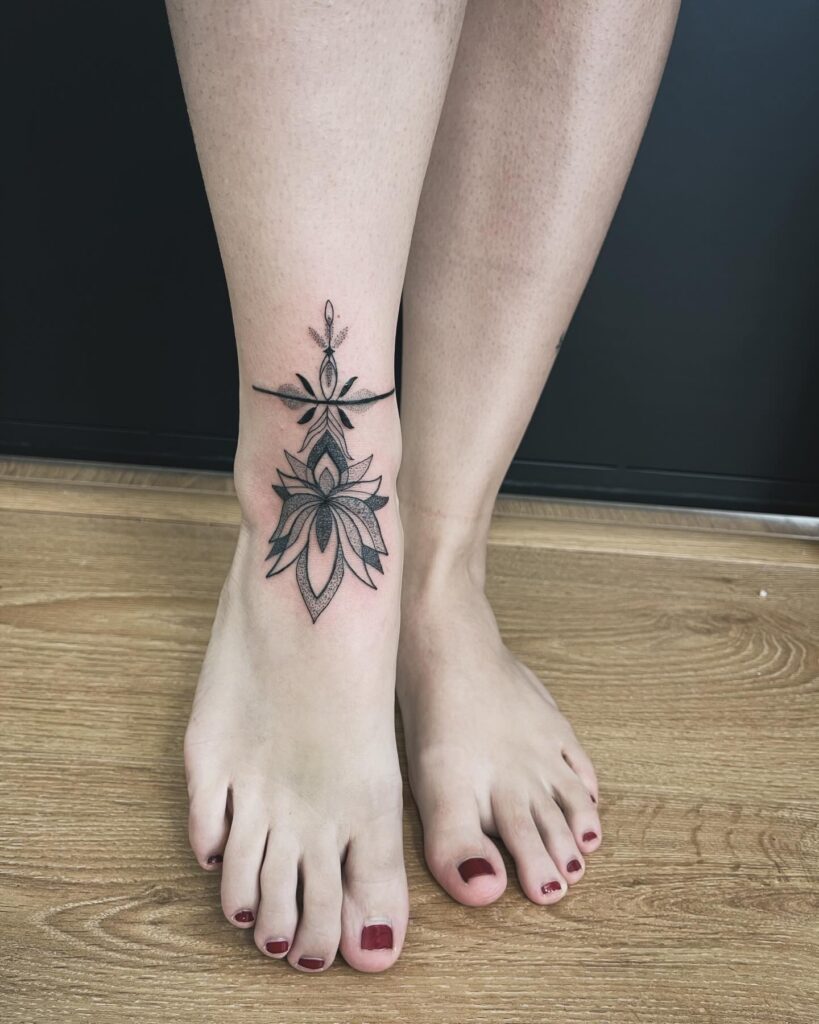 Delicate Floral Ankle Tattoo