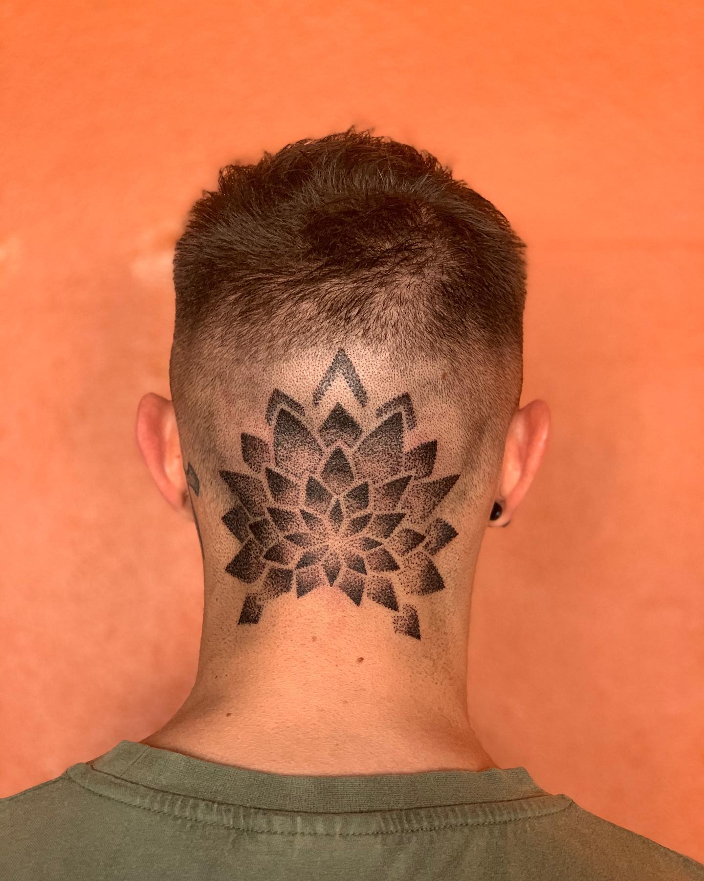 Geometric Mandala Neck Tattoo