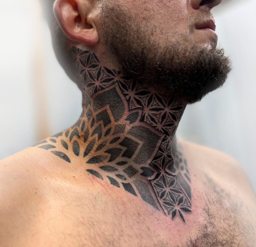 Praying Angel Neck Tattoo