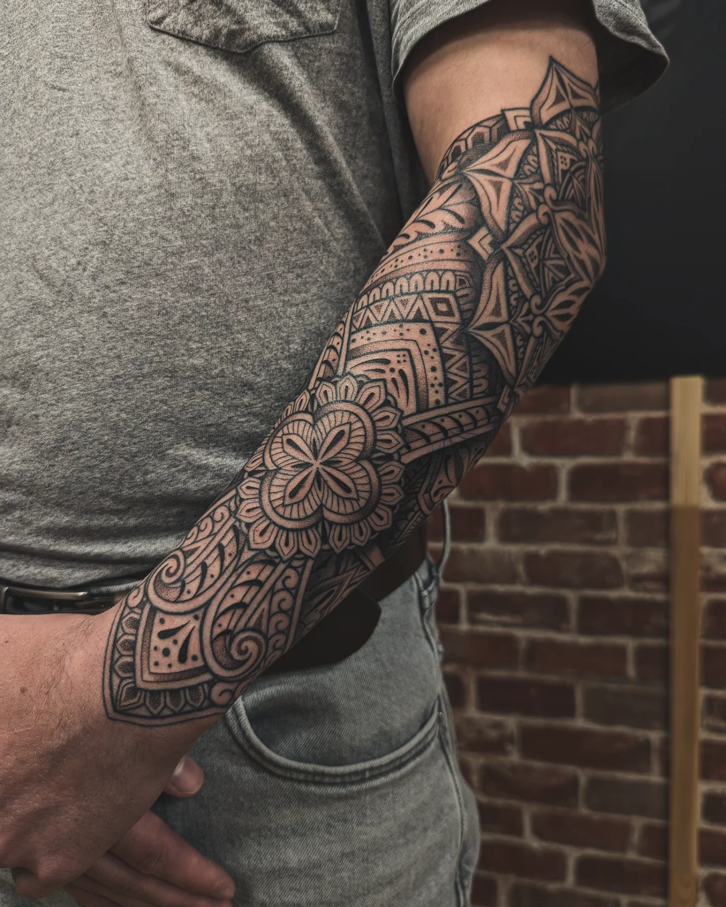 Geometric Mandala Sleeve Tattoo mandala tattoo ideas tattoo