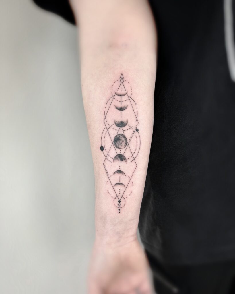 Geometric Moon Phases Tattoo moon tattoos tattoo