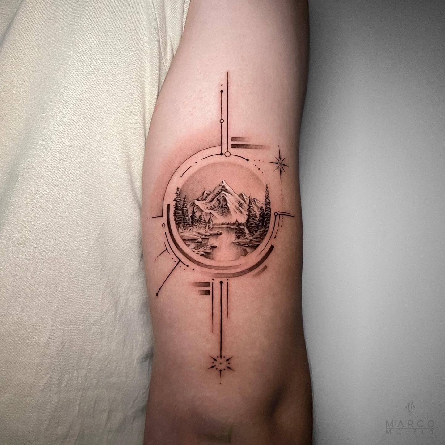 Geometric Mountain Lake Tattoo mountain tattoos ideas tattoo