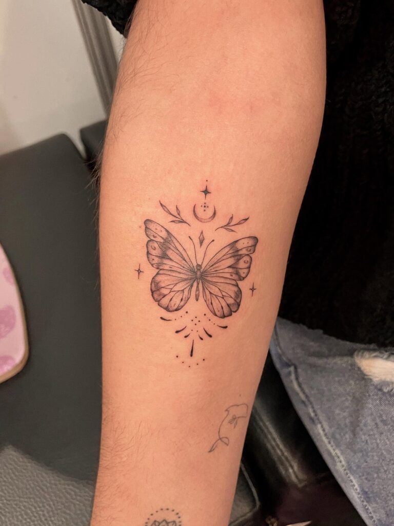 Geometric Origami Fox Silhouette fine line tattoo