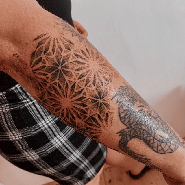 Flowing Snake And Foliage Sleeve Filler Tattoo Design