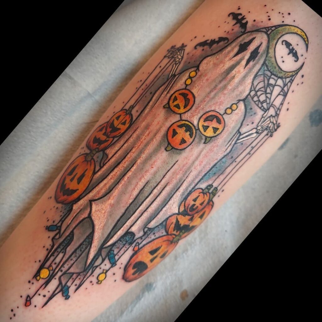 Haunted Jack O’ Lantern Hand Tattoo jack o lantern tattoo ideas tattoo