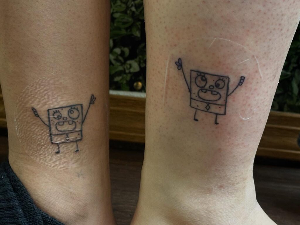 Frog and Duck in Wine Glasses Matching Tattoos silly matching tattoos tattoo