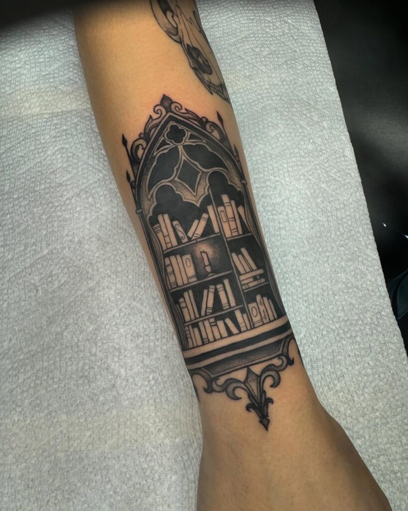 Minimalist Bookshelf Tattoo