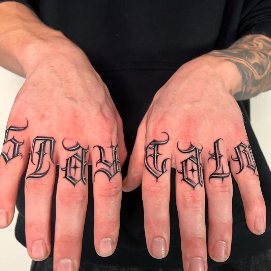 Edgy Finger Tattoo Collection With Barbed Wire And Symbols
