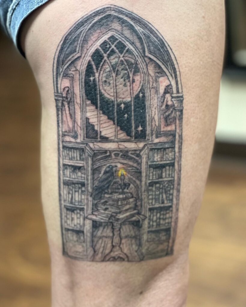 Portal Library Doorway Tattoo