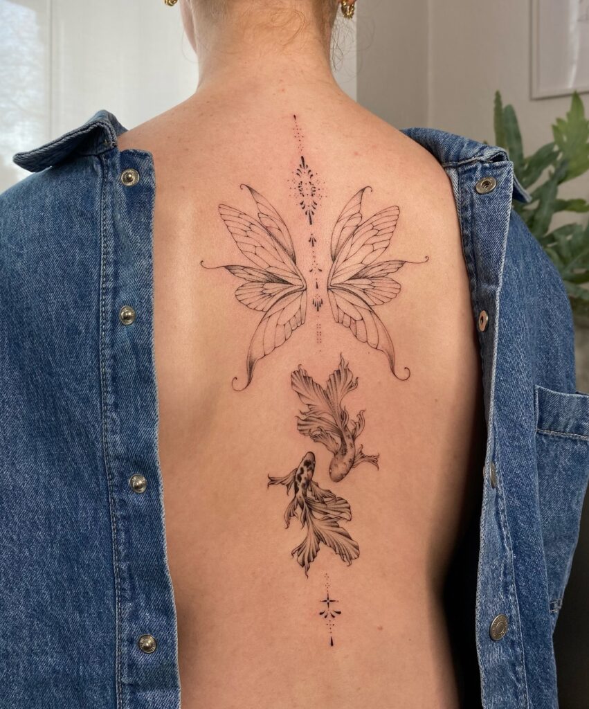 Ornamental Linework Back Tattoo