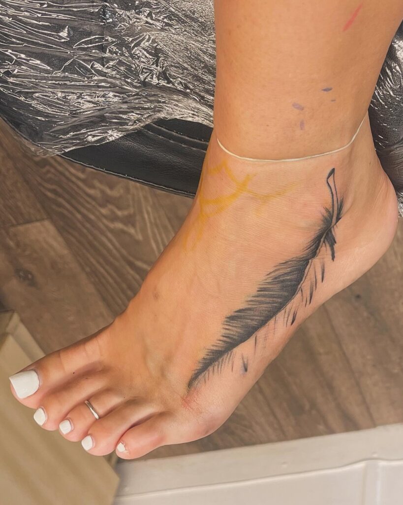 Simple Leaf Vine Foot Tattoo