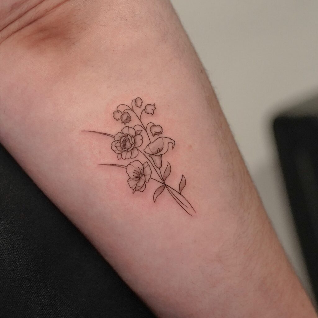 Graceful Floral Bouquet Tattoo
