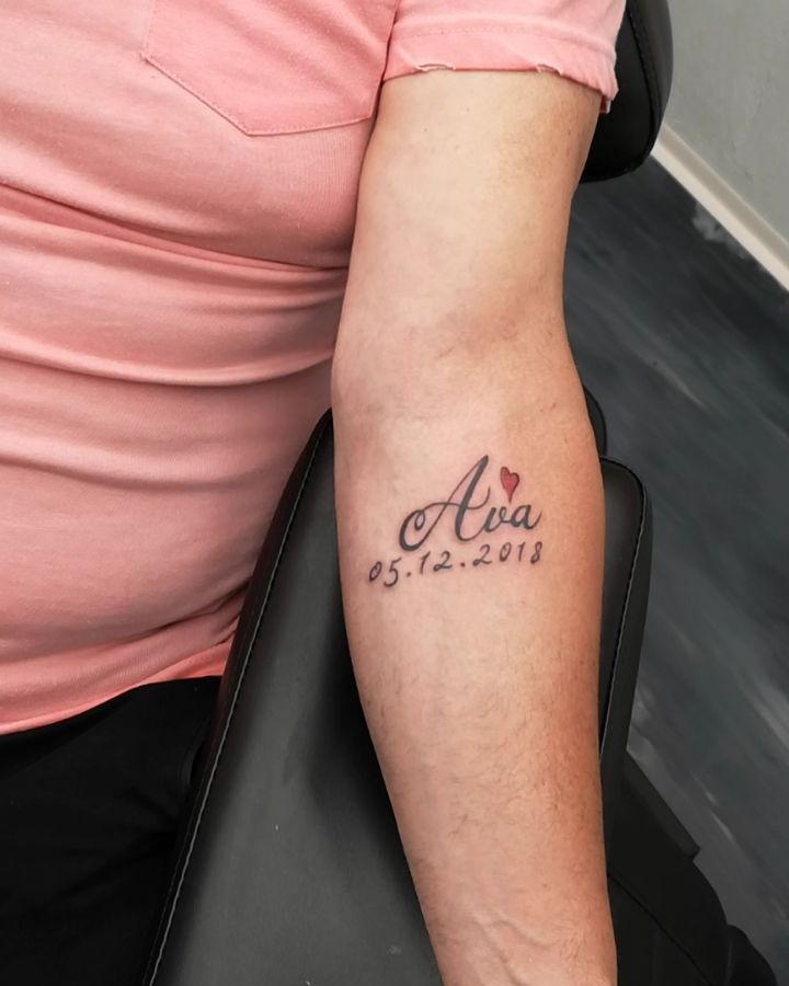 Grandchild’s Name with Birthdate grandchildren tattoos for grandparents tattoo