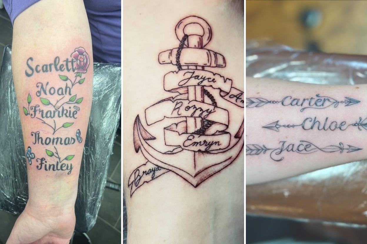 Aesthetic grandchildren tattoos for grandparents and delicate ink ideas collage
