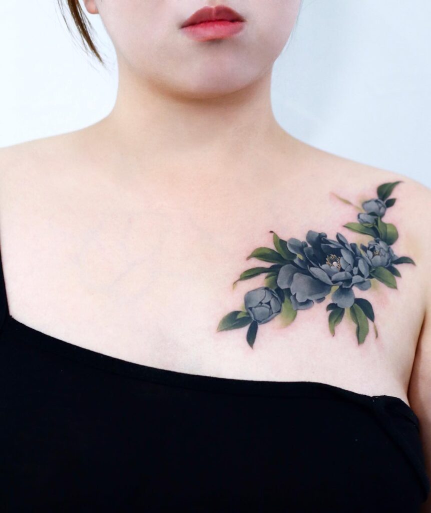 Birds On A Branch Collarbone Tattoo