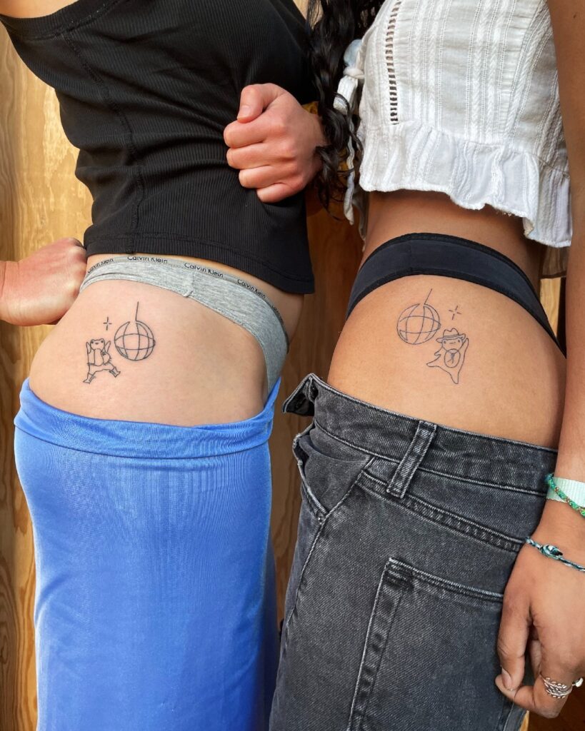 Smiling Clouds with Lightning Bolts Matching Tattoos silly matching tattoos tattoo