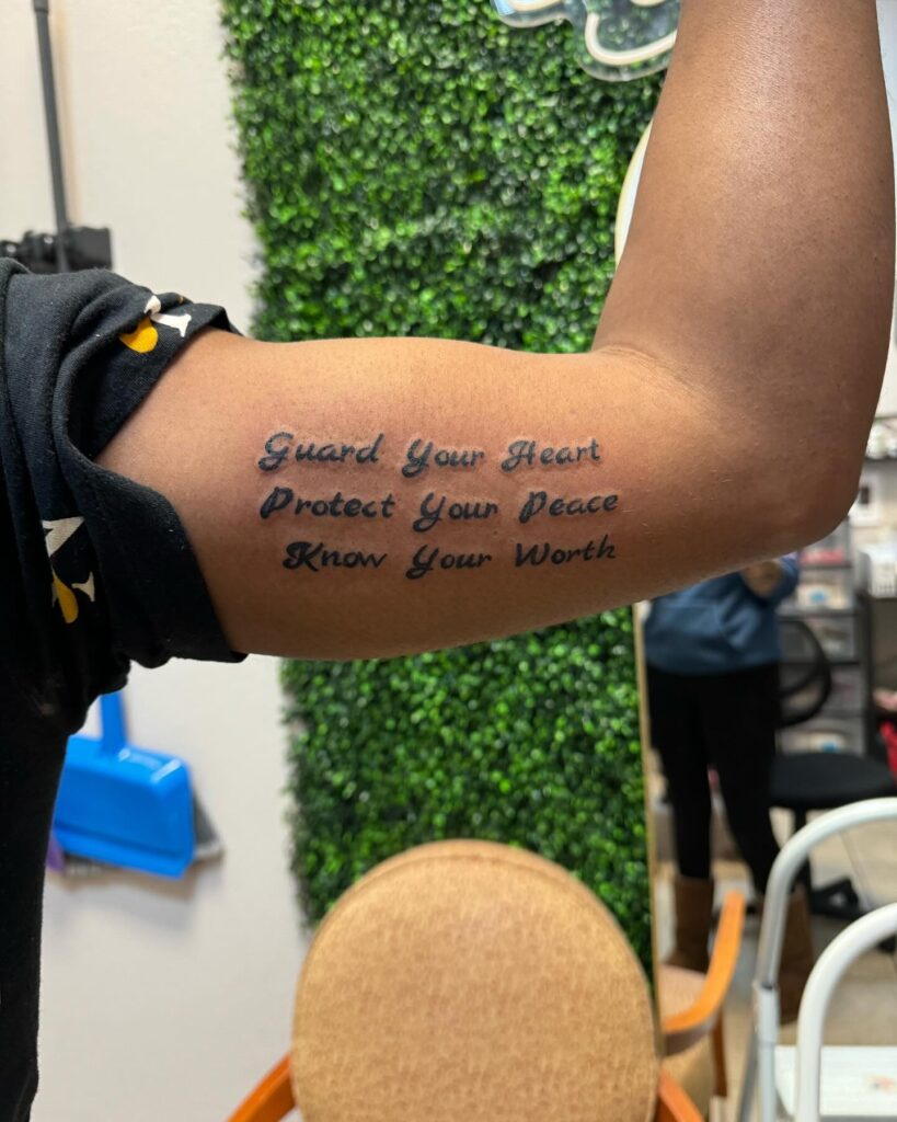 Guard Your Heart &ndash; Self-Worth and Peace quote tattoo ideas for men tattoo