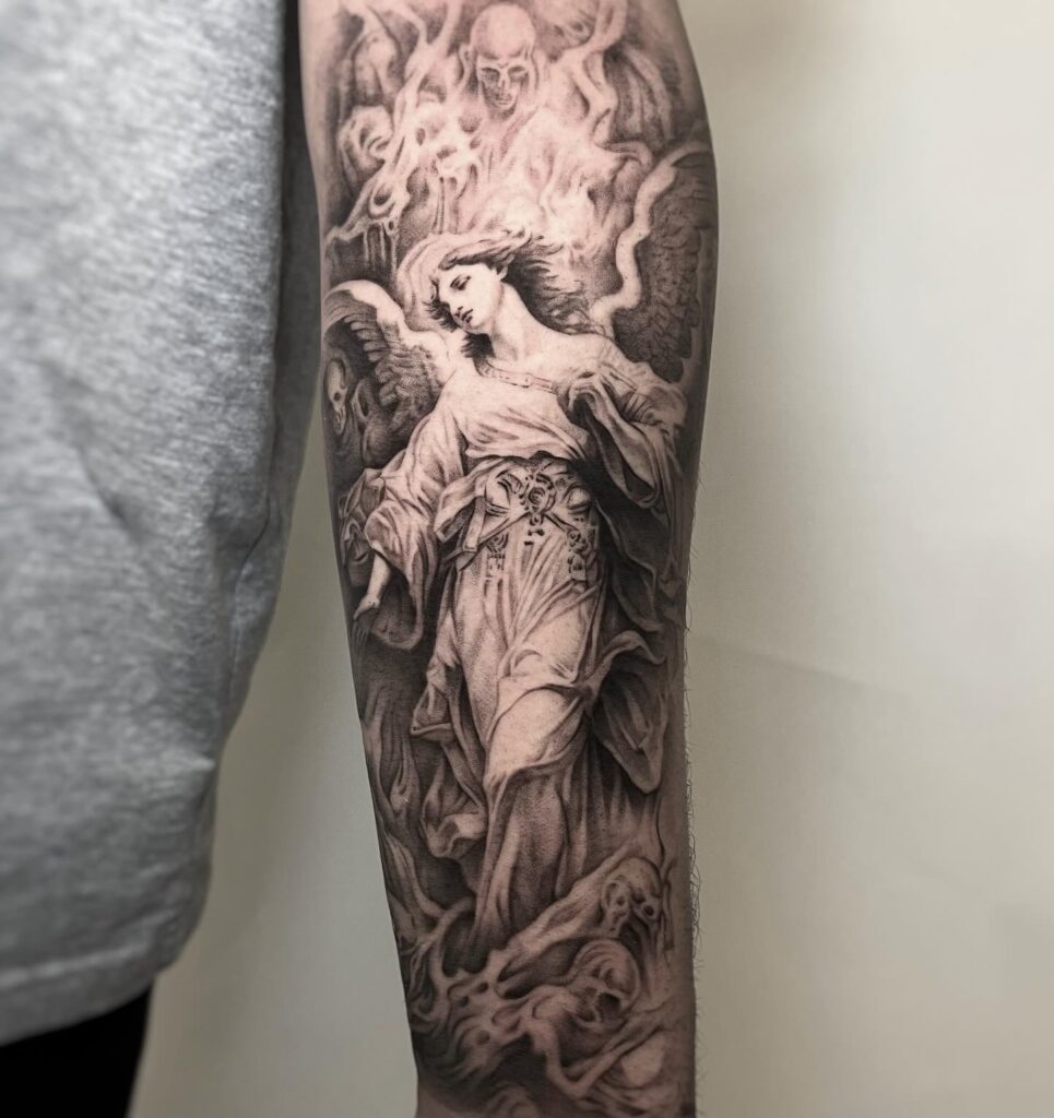 Guardian Angel and Lost Souls Tattoo angel tattoo ideas tattoo