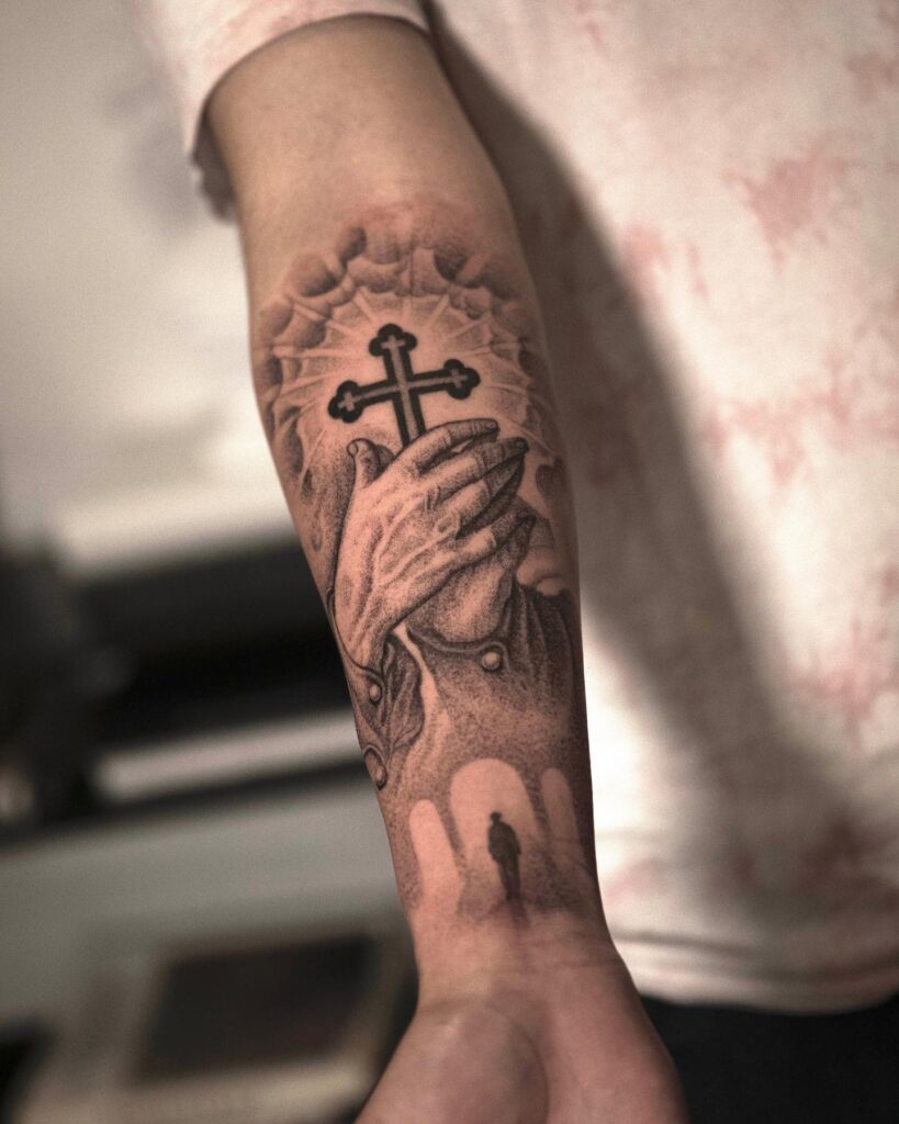 Guiding Hands Cross cross tattoos for women tattoo
