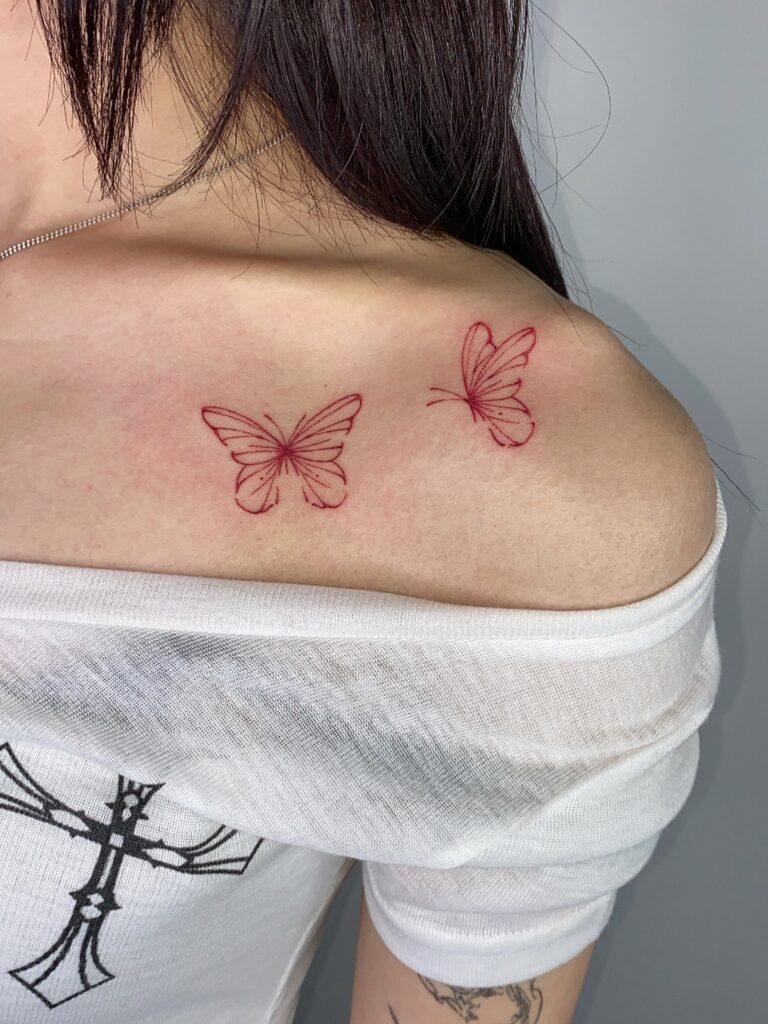 Half Butterfly Half Sunburst butterfly tattoo