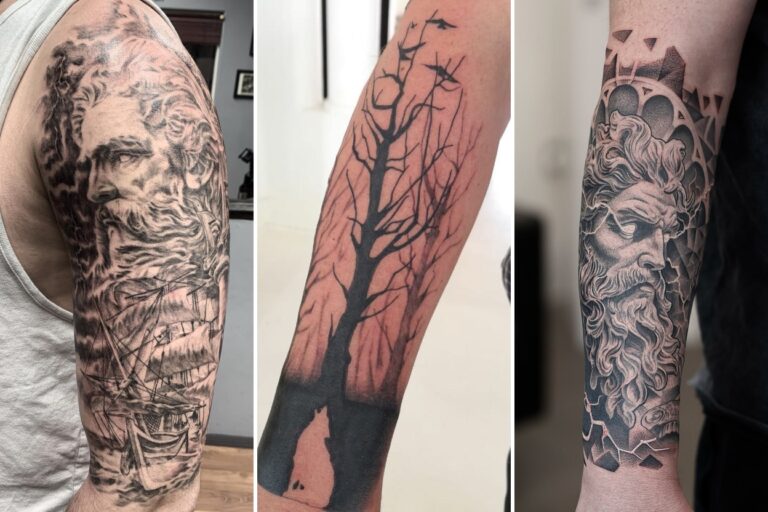 Aesthetic half sleeve tattoo ideas for men and delicate ink ideas collage