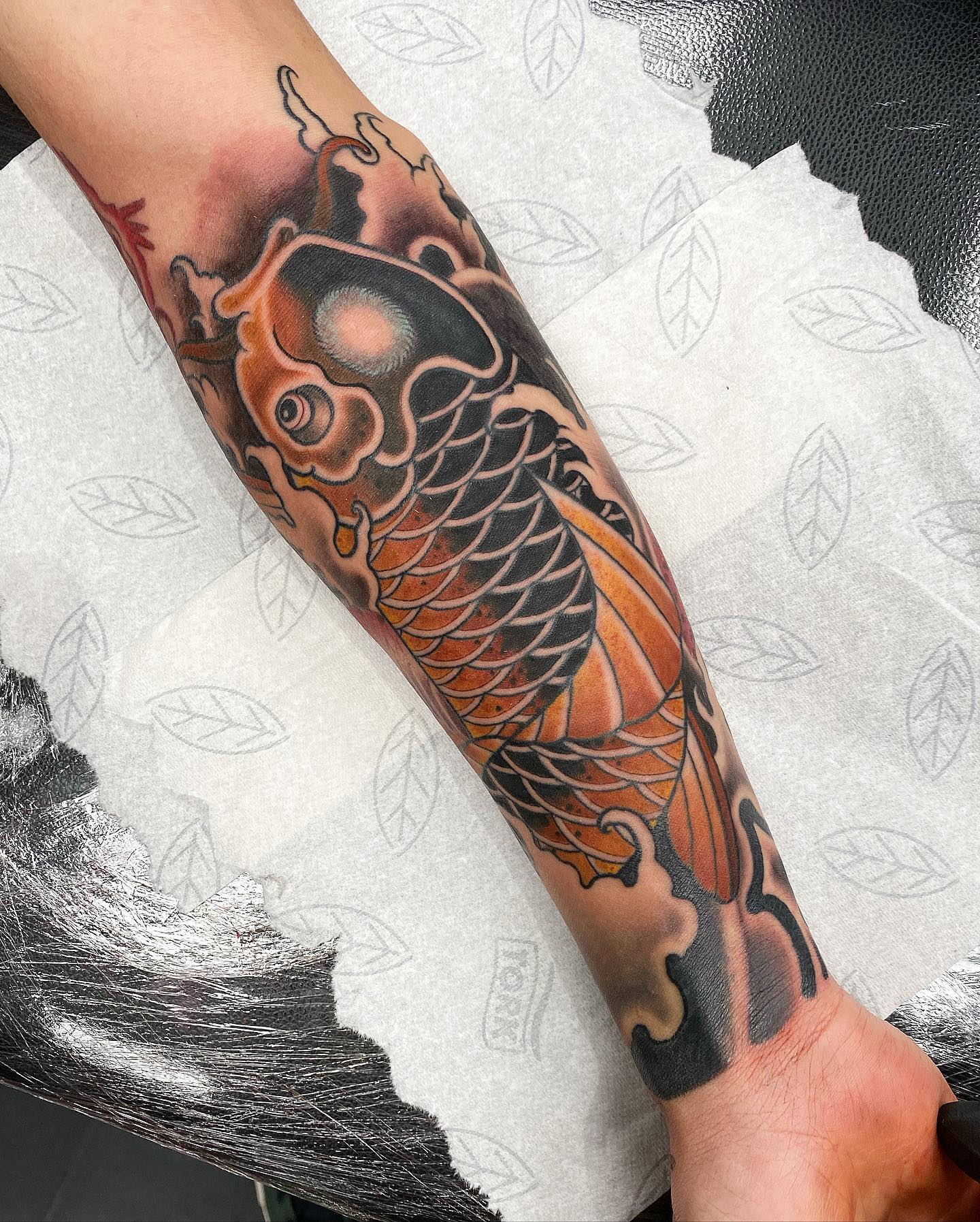 Japanese Koi Fish Half Sleeve Tattoo