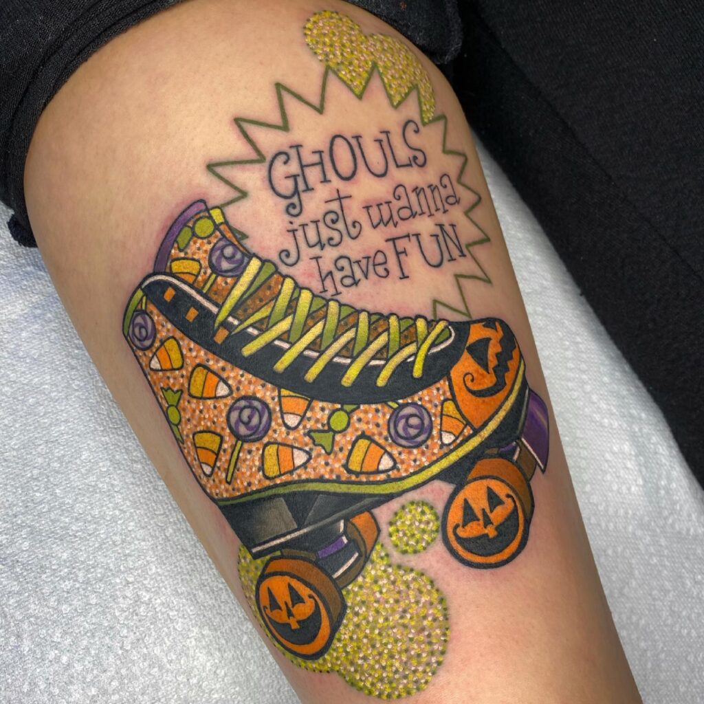 Fierce Jack O’ Lantern Hand Tattoo jack o lantern tattoo ideas tattoo