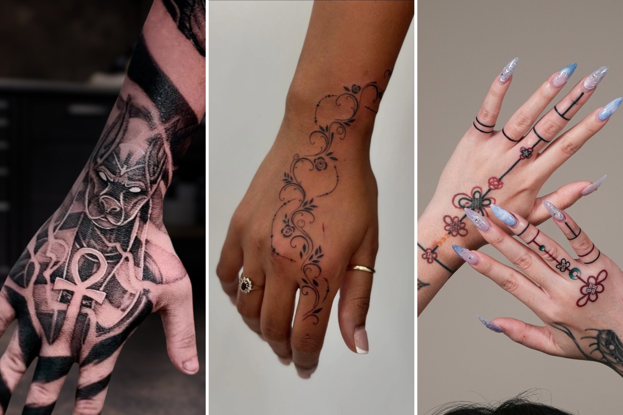 Aesthetic hand and finger tattoos and delicate ink ideas collage