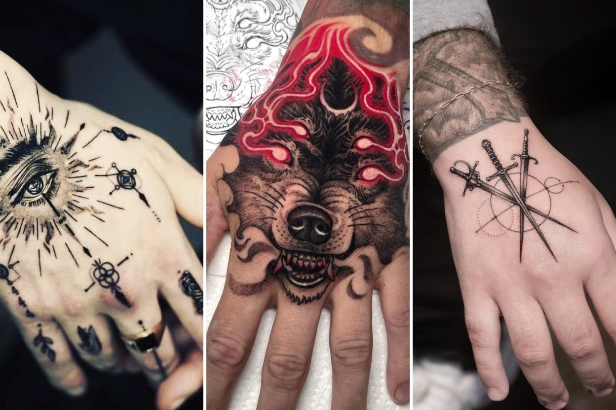 Aesthetic hand tattoo ideas for guys and delicate ink ideas collage